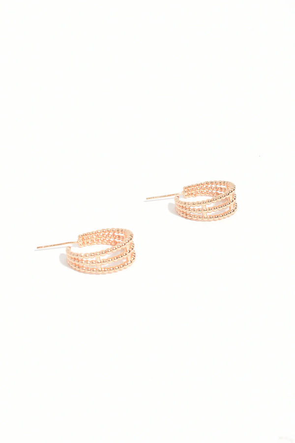 Mini Trio Metal Ball Hoops Gold