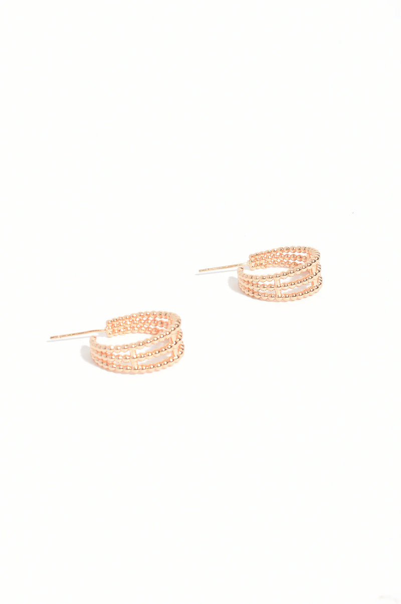 Mini Trio Metal Ball Hoops Gold