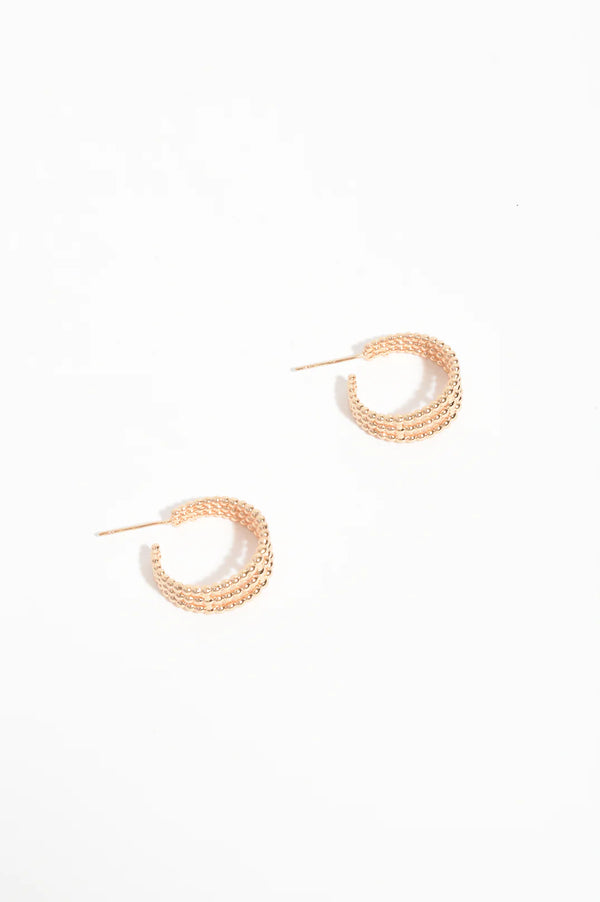 Mini Trio Metal Ball Hoops Gold