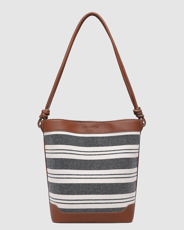 Naples Bucket Bag Canvas Navy Stripe