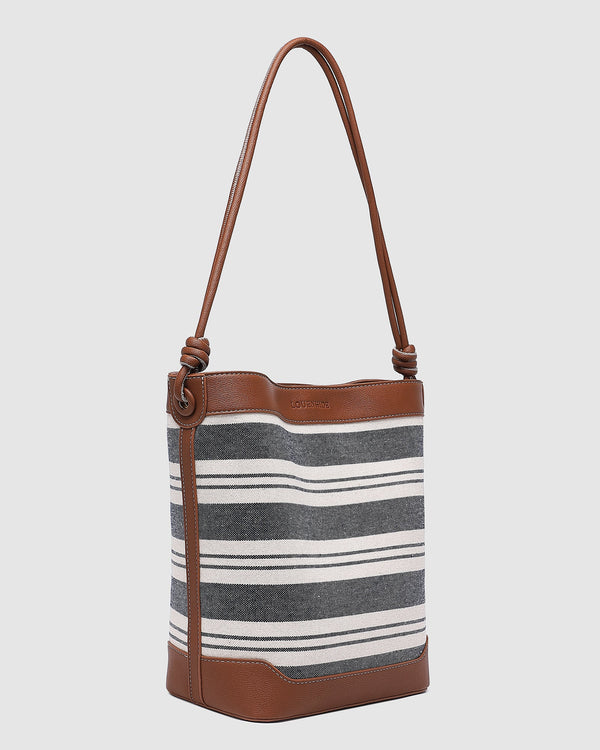 Naples Bucket Bag Canvas Navy Stripe