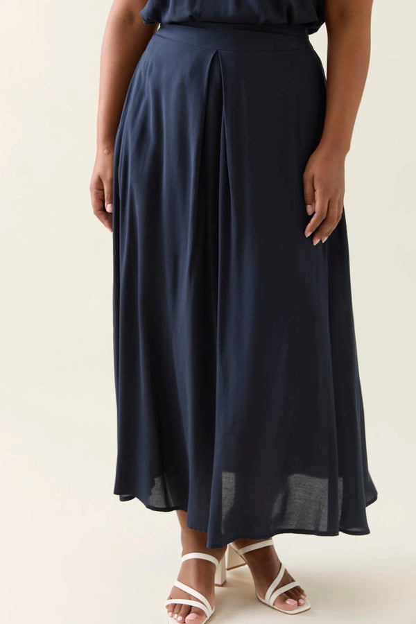 Oline Pleat Skirt Navy