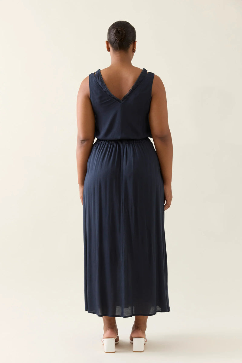 Oline Pleat Skirt Navy