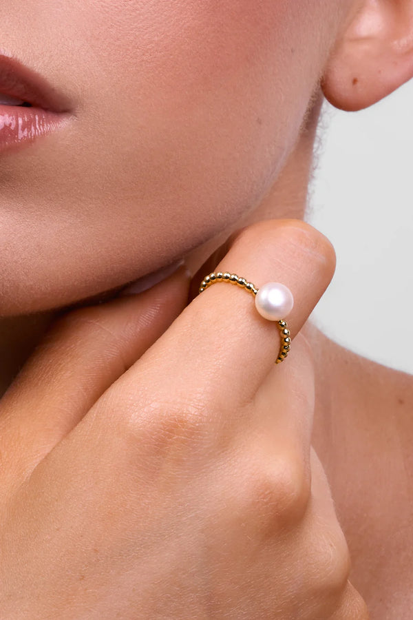 Cove Ring Gold Pearl