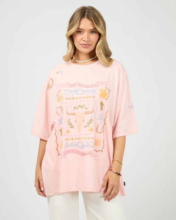 Aloha Howdy Oversized Tee Pale Pink