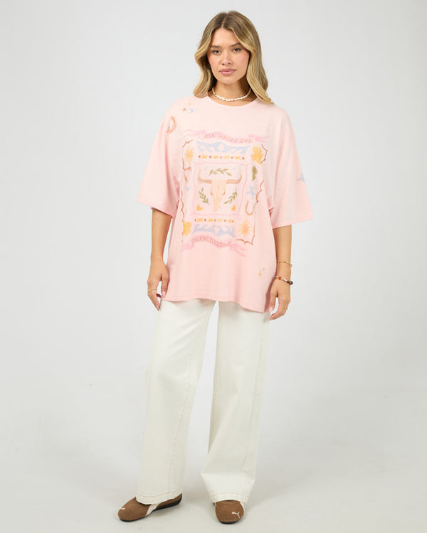 Aloha Howdy Oversized Tee Pale Pink