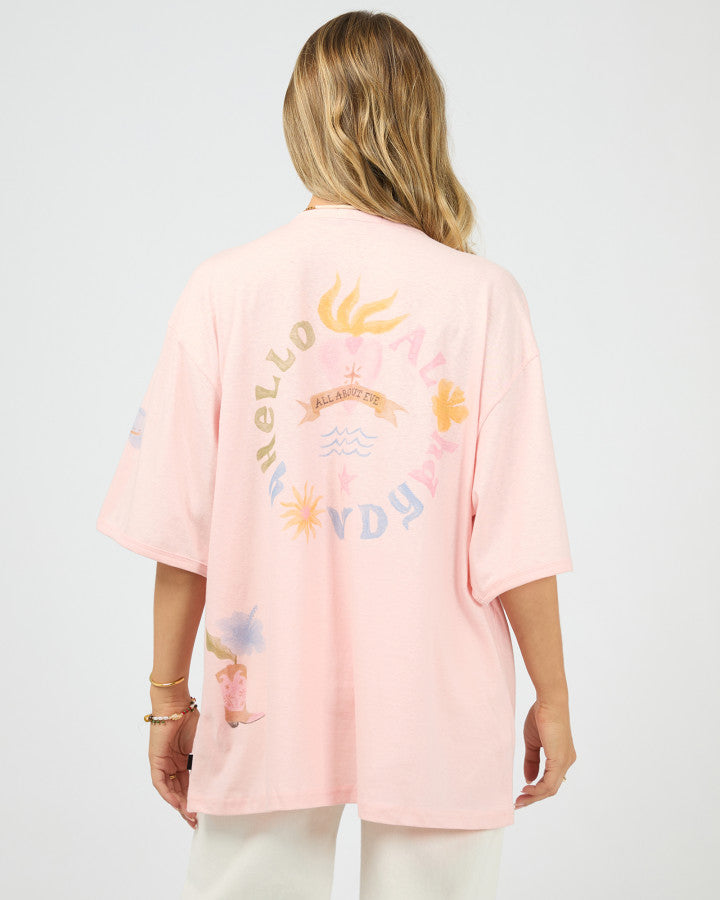 Aloha Howdy Oversized Tee Pale Pink