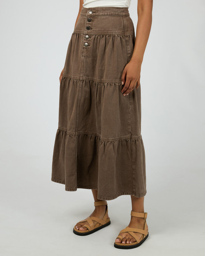 Coco Denim Maxi Skirt Cocoa