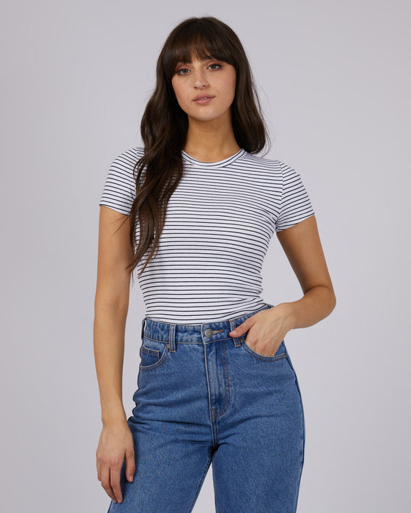 Eve Rib Stripe Tee White