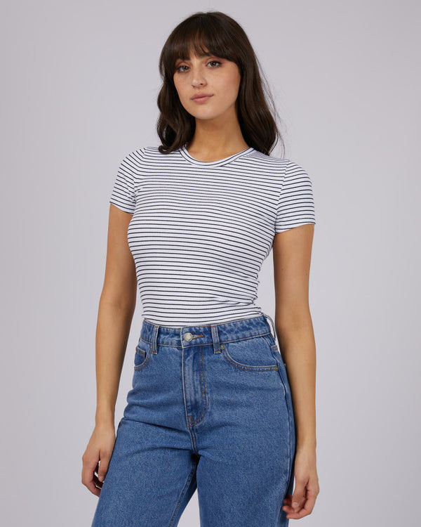 Eve Rib Stripe Tee White