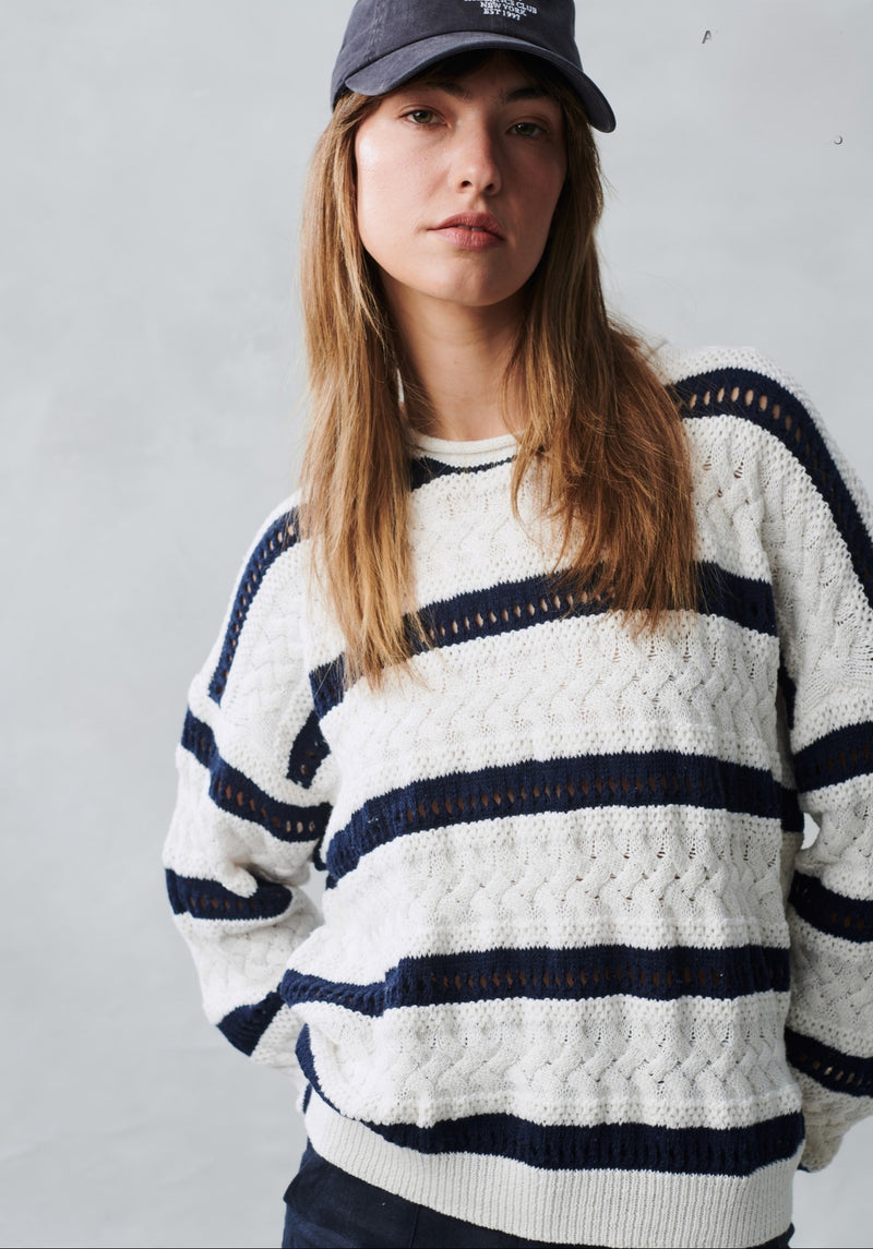 Arty Sweater Navy Stripe