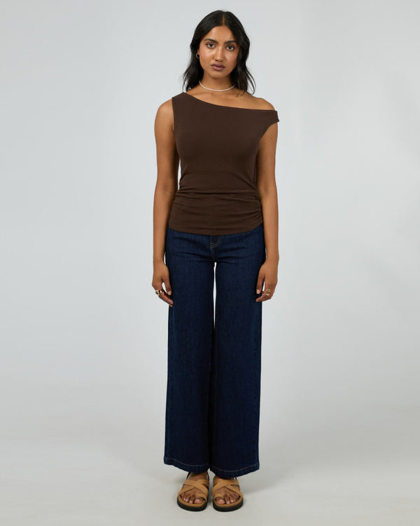 Kylie Off Shoulder Top Brown