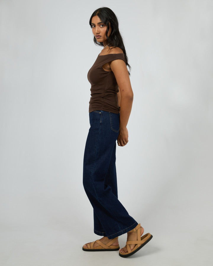 Kylie Off Shoulder Top Brown