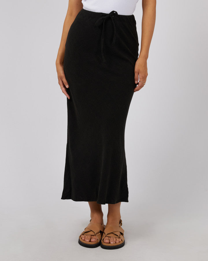 Luxe Linen Maxi Skirt Black