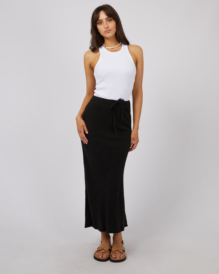 Luxe Linen Maxi Skirt Black