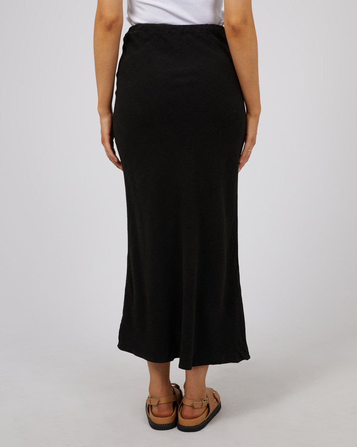 Luxe Linen Maxi Skirt Black