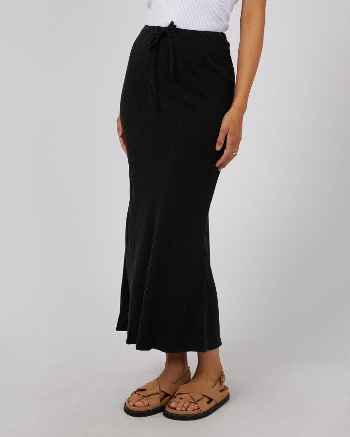 Luxe Linen Maxi Skirt Black