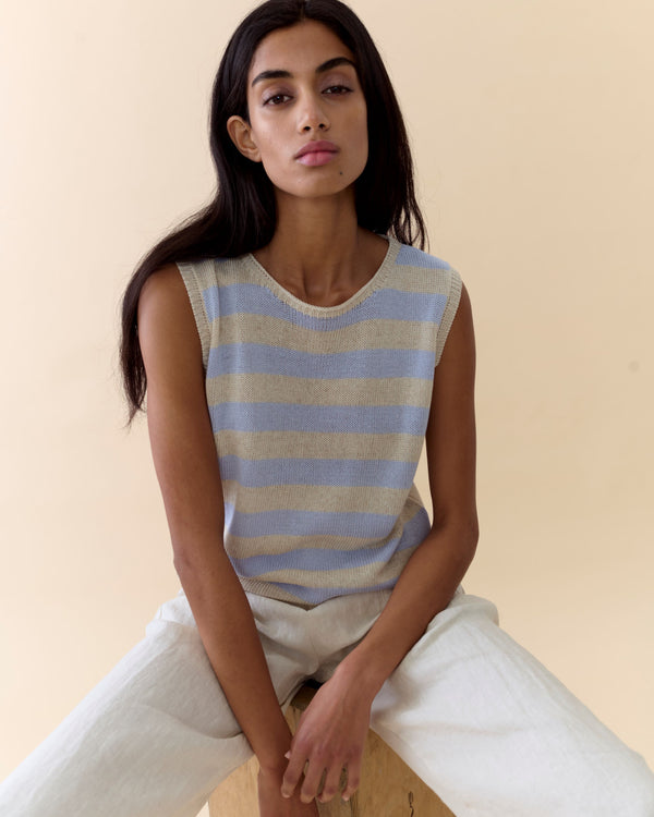 Stripe Sia Tank Light Blue