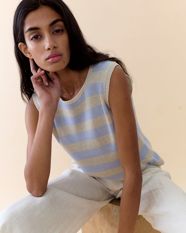 Stripe Sia Tank Light Blue
