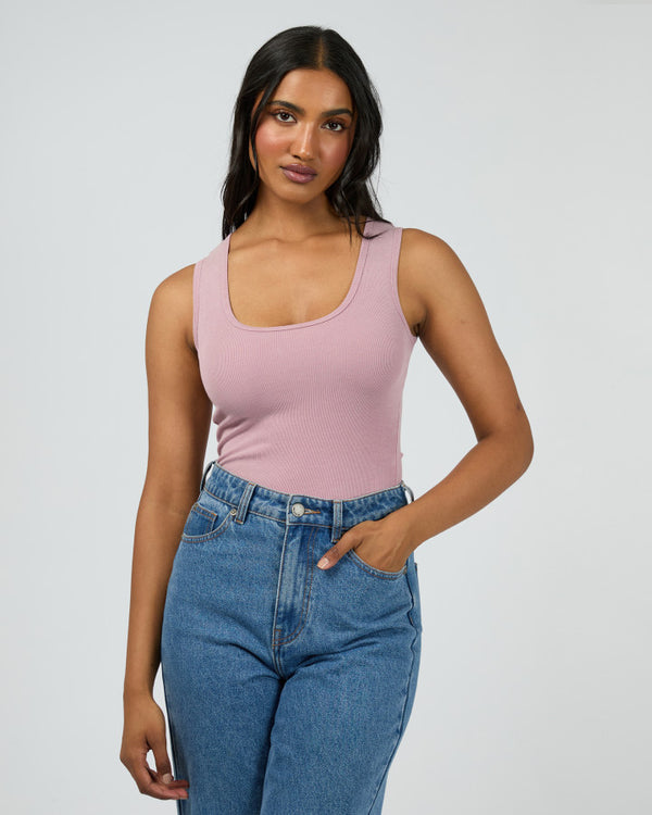 Washed Rib Scoop Neck Tank Quartz