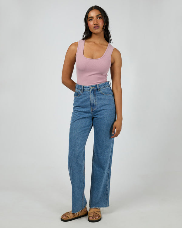 Washed Rib Scoop Neck Tank Quartz