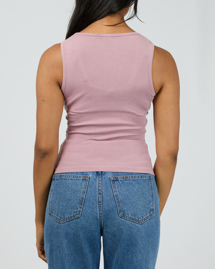 Washed Rib Scoop Neck Tank Quartz