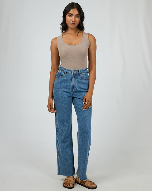 Washed Rib Scoop Neck Tank Stone