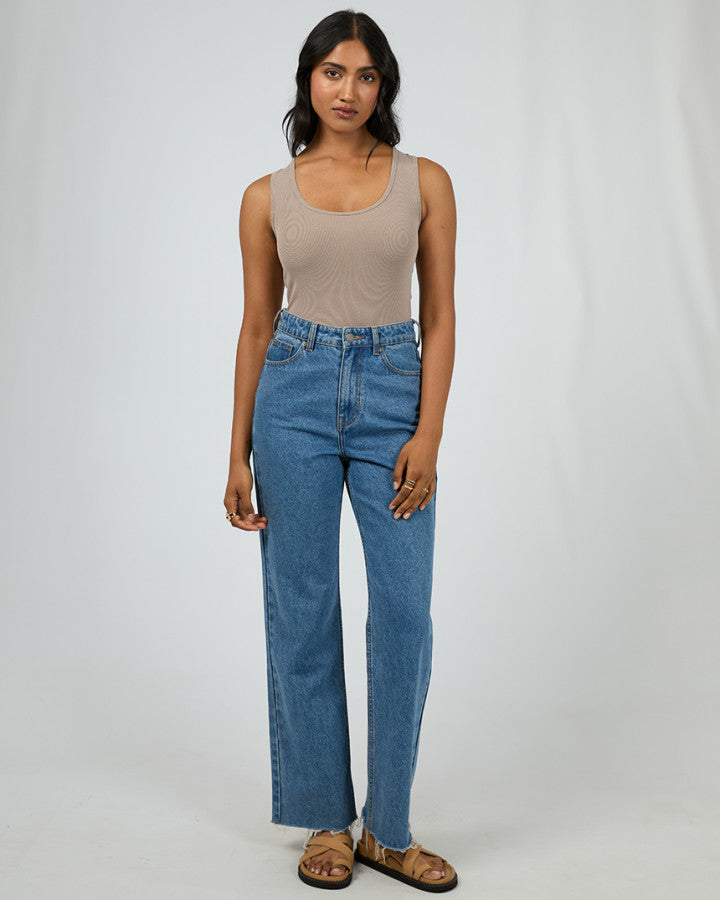 Washed Rib Scoop Neck Tank Stone